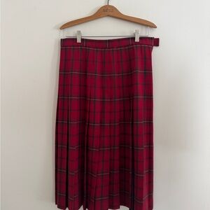 Elegant Red Plaid A-Line Skirt